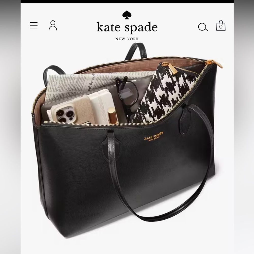 Kate Spade Black Zip-Top Tote
